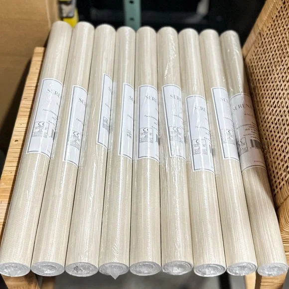NEW Serena & Lily Faux Grasscloth Removable Wallpaper-Stone Beige