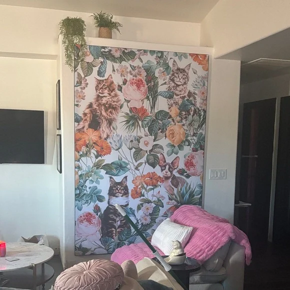 Charming Cat and Floral big wall decor