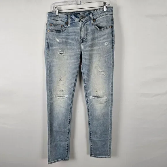American Eagle Jeans Men's 30 x 32 Blue Skinny Distressed Next Level AirFlex