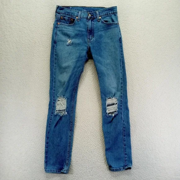 Levi's Mens Jeans Blue Distressed Relaxed Fit Button Fly Size 31x30‎ No Tags