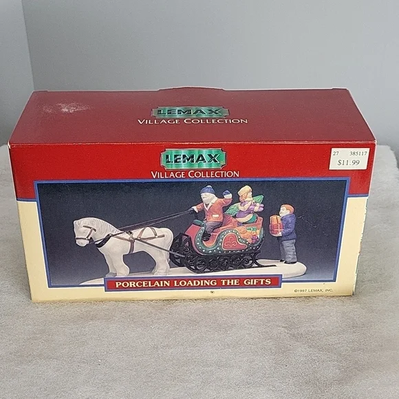 1997 Vintage Lemax Dickensvale Porcelain Loading the Gifts Figurine Collectible