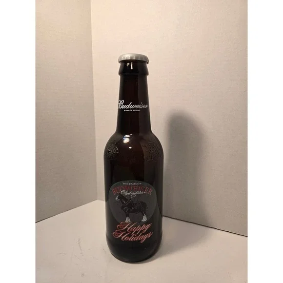 Budweiser Happy Holidays Clydesdales‎ Beer Bottle Collectible Empty Amber Glass