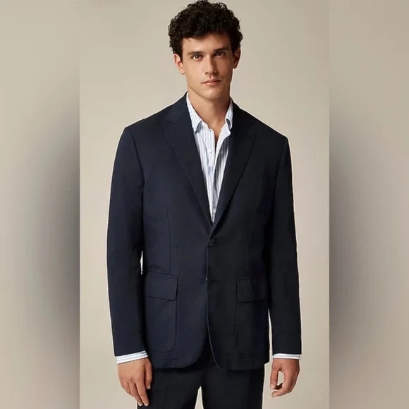 NWT J. Crew Crosby Classic-fit Suit jacket Italian Cotton-linen Indigo