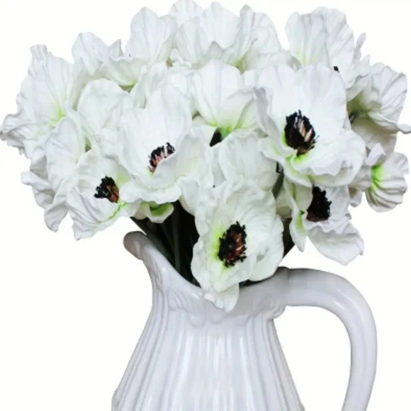 10 x white poppy flowers
