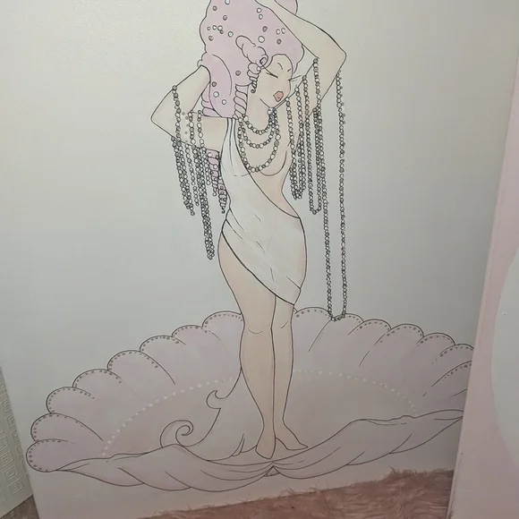 Art Deco canvas painting Pink Shell Lady Wall Art Panel - Brand
