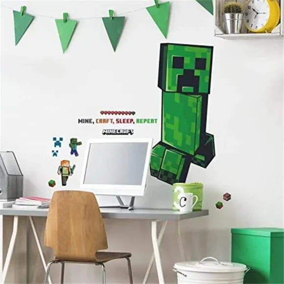 Minecraft Wall Decals Creeper Giant Peel and Stick Kids Room Bedroom Decor