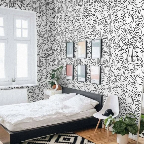 Keith Haring Inspired Street Art Wallpaper Total 59 sq/ft (8 Sheet of 27