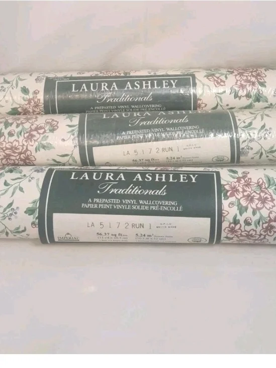 VTG Laura Ashley Wallpaper Double Roll LA 5172 Run 1-56.37 sq ft Each-LOT OF 3