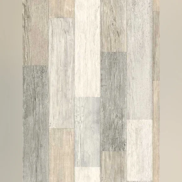 Wallpaper Grey & Beige Faux Wood Plank