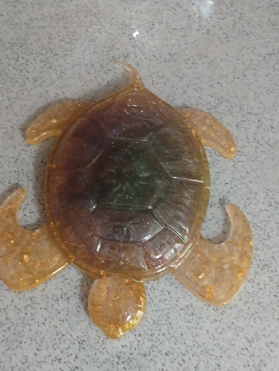 Amber Glitter Turtle Reptile Decoration - Unbranded