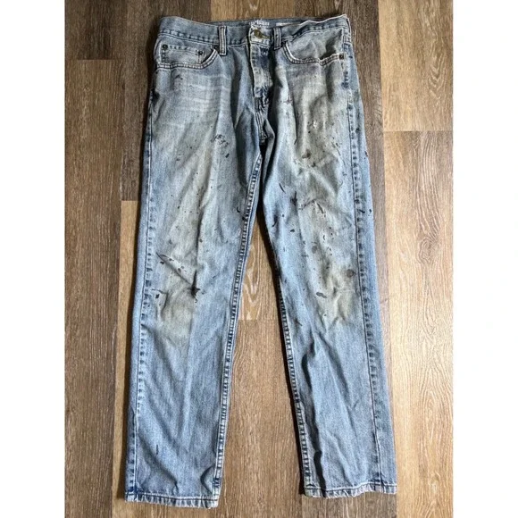 Urban Pipeline Regular Fit Jeans Mens 31x30 Blue Good Paint Splatter Distressed