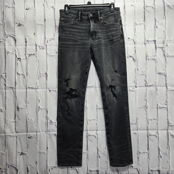 American Eagle AirFlex 360 Men's Size 29x30 Faded Black Distressed Skinny Jeans