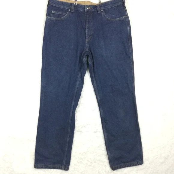 Duluth Trading Mens Jeans Flannel Lined Ballroom Relaxed Fit Blue‎ Denim 38x32