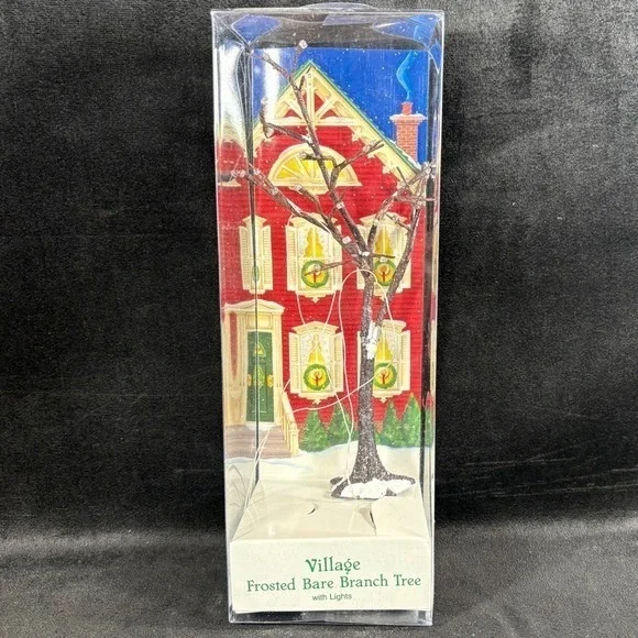 Dept‎ 56 Village Frosted Bare Branch Tree Multi Color Lights Steady or Flashing