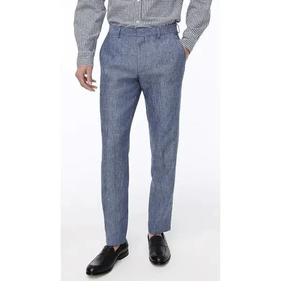 J.Crew blue Thompson Slim fit linen pants Size 32/30 Classic Preppy Coastal