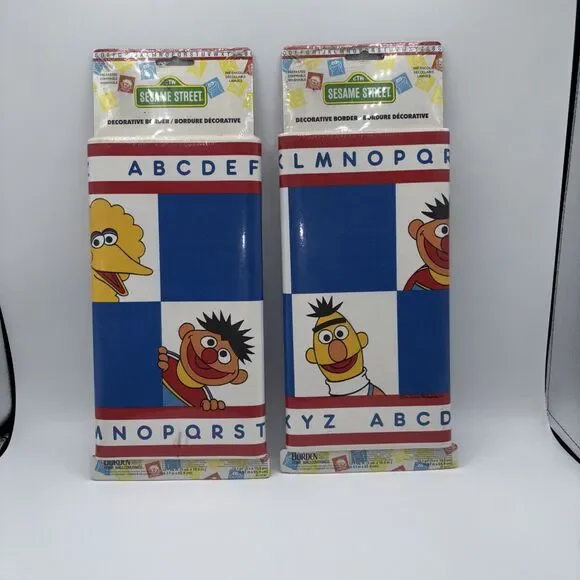 Sesame Street Bert & Ernie ABC Decorative Border Wall Covering 13.1 ft-1990s NEW