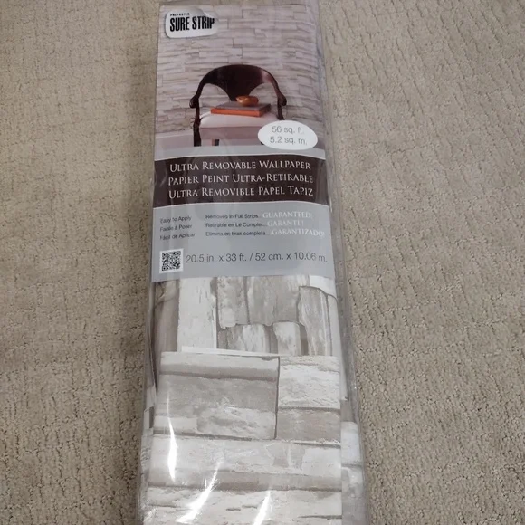 York Sure Strip Prepasted Ultra Removable Wallpaper STONE Good Condition