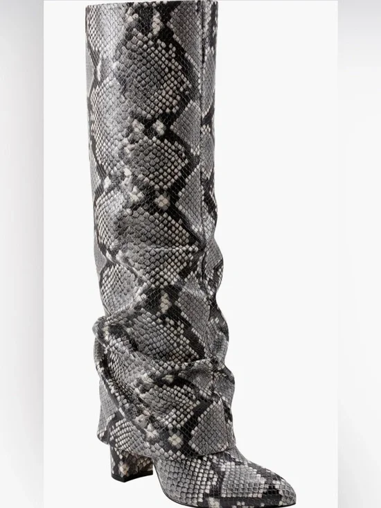 Marc Fisher Snake-Print Reptile Sleeve in Black and Gray