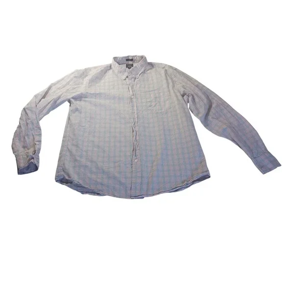 J.Crew‎ Flex Washed BE284 Mens XL Slim Pink Blue Plaid Button Down Shirt Pastel
