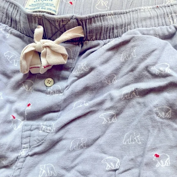 J. Crew Polar Bear Pajama Pants Cotton Flannel Christmas Holiday‎ Red Hats XL