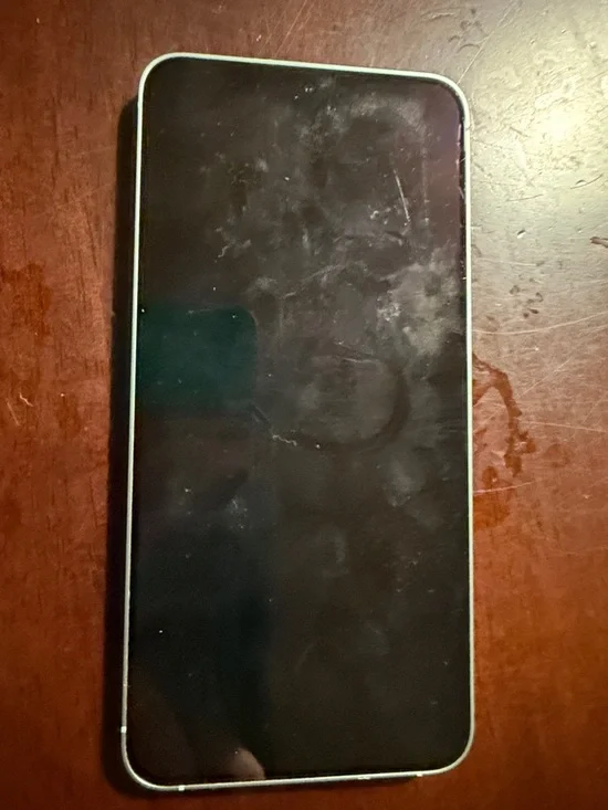 Samsung Smartphone with Black Screen and Silver Trim