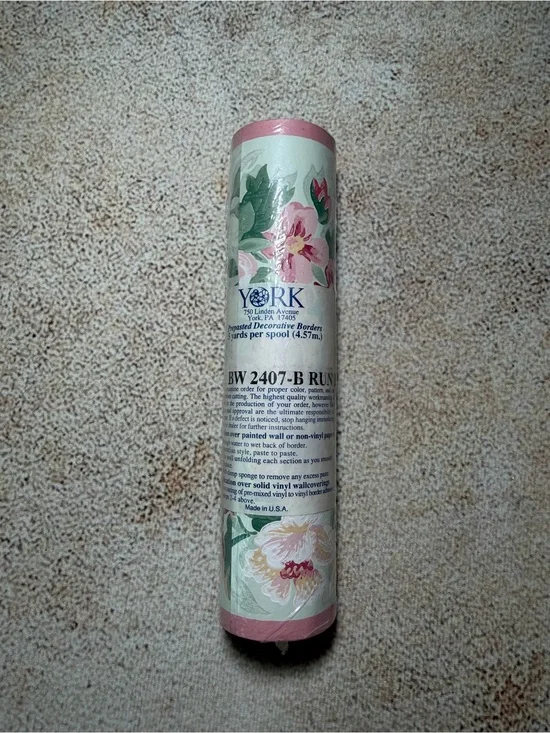 Vintage York Floral Wallpaper Border - Pink & Green