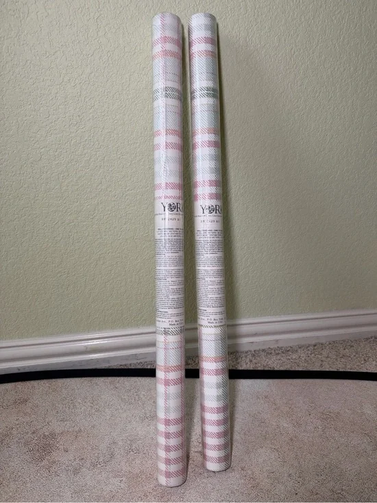York Wallpaper Rolls in Pink, Mint, Dark Green and Gold Plaid