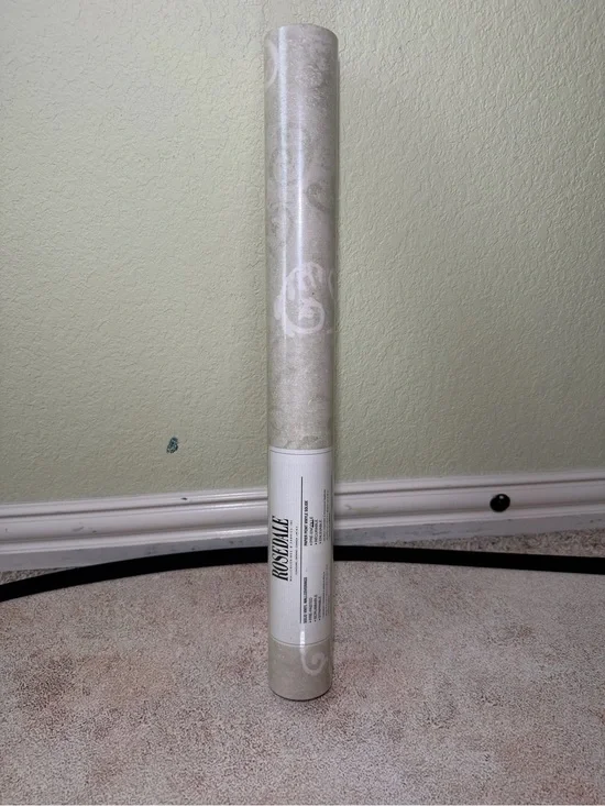Rolled Light Green Scroll Wallpaper