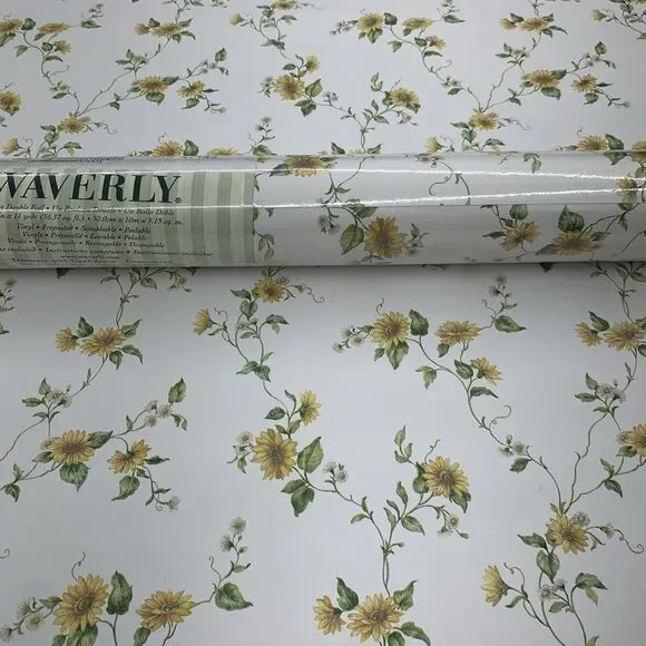 Waverly Floral Botanical Sunflower Wallpaper 5503964, 20.5” X 11yds
