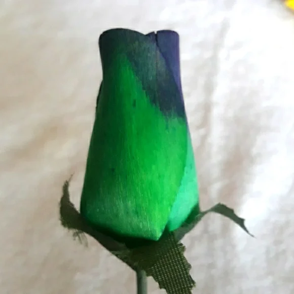 Green wooden rose, 13 inches long