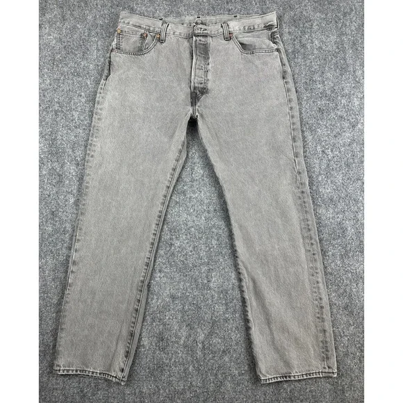 Levi's 501 Original Fit Jeans Men's 38x32 Grey Wash Button Fly