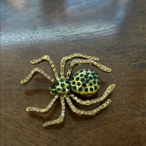 Elegant Gold and Green Spider Reptile brooch
