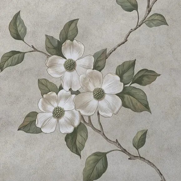 Vintage Beacon House Floral Dogwood Pattern Wallpaper Botanical