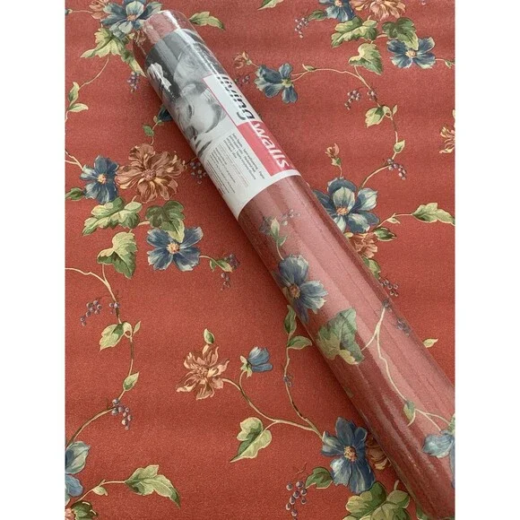 Colorful Vintage Floral Wallpaper Living Walls Botanical 61452, 21 In. x 11 Yds.