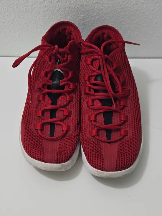 Jordan Red Knit Lace-Up Sneakers