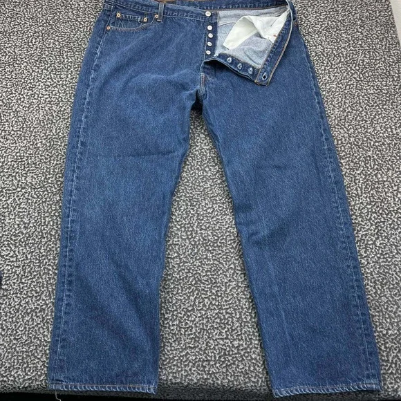 Levis 501 Jeans Men 48x34 Blue Straight Button Fly Denim Pants‎ Outdoor Cotton