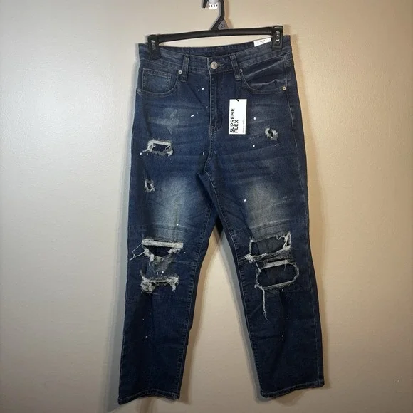 NWT 30x30 RUE21 Mens Supreme Flex Loose Fit Distressed Denim Jeans Pants