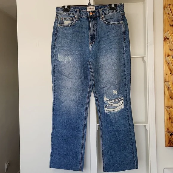 Sneak Peek Men's Vintage High Rise Slim Straight Leg Jeans Distressed 29