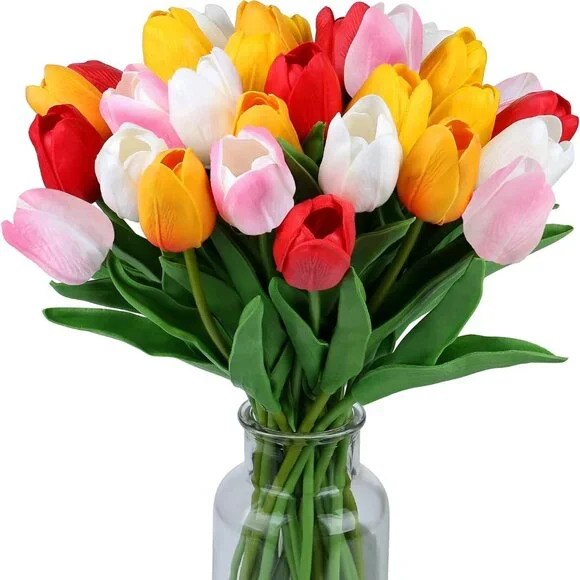 Beautiful Silk Tulips Lot Stunning‎ Colors Real Look Artificial Flowers