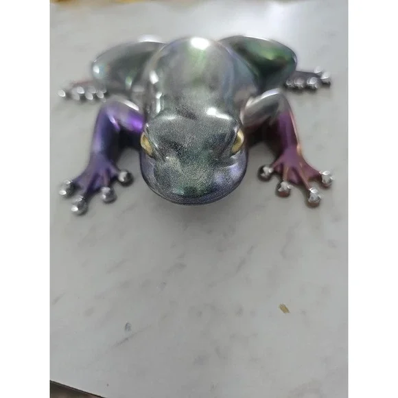 Resin Frog Home Decor Figure Handmade 716 Silver