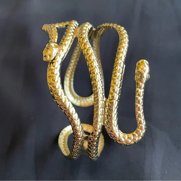 Gold tone metal snake arm cuff