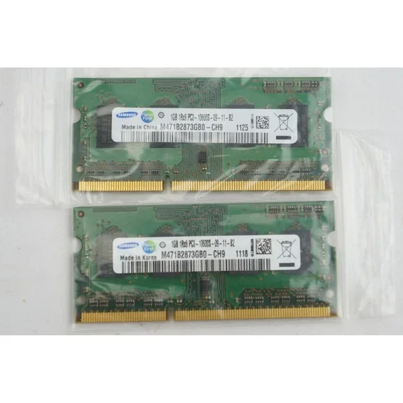 Samsung Laptop RAM 2pc Lot 1GB PC3-10600S DDR3‎ 1333MHz M471B2873GB0-CH9 EUC