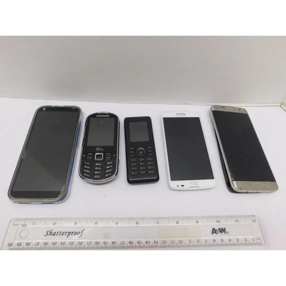 Lot of 5 Cell phones Samsung LG BLU Kyocera UNKNOWN WORKING CONDITION