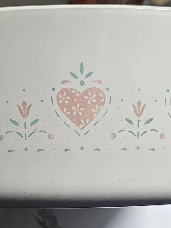 Corningware Forever Yours Pattern Pastel Heart Floral - Pink