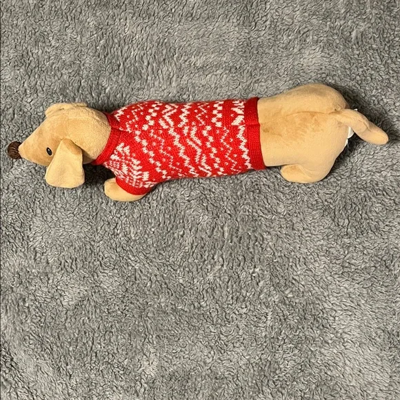 PIER ONE Jingle Buddies Frank Dachshund Doxie Stuffed Animal Dog Sweater