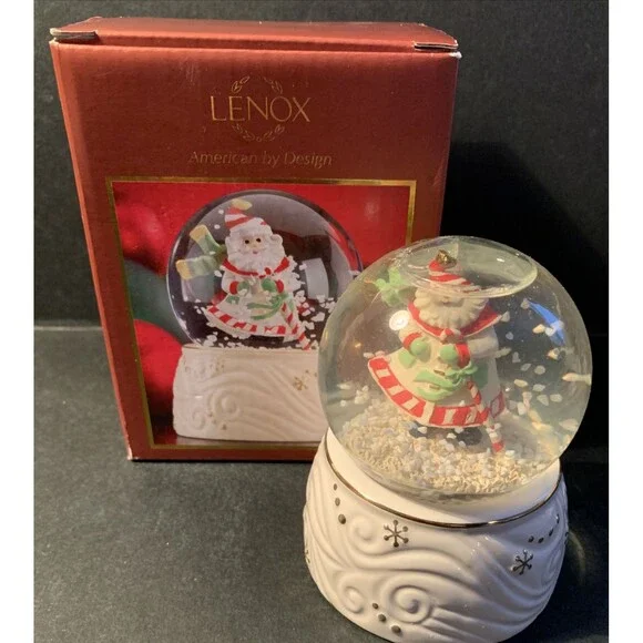 Lenox Christmas Santa SnowGlobe Snow Globe W/Box