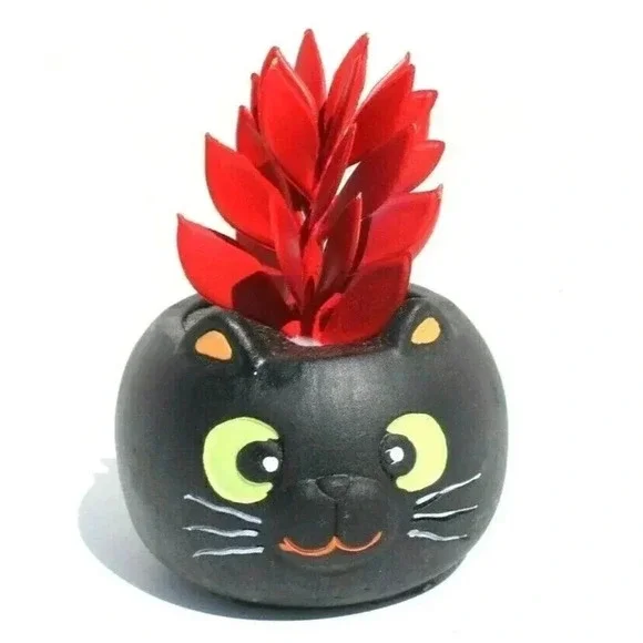 New Scary Black Cat Succulent Planter Small Plant Pot Home Garden Decor
