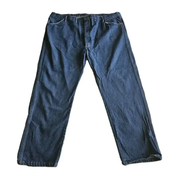 Rustler Blue Jeans Mens Size 48x30 Straight Leg Medium Wash Blue Collar Work