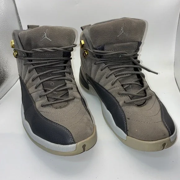 Jordan 12 Retro Dark Grey Mens Basketball Shoes 130690-005 Size 10 Gold Eyelets