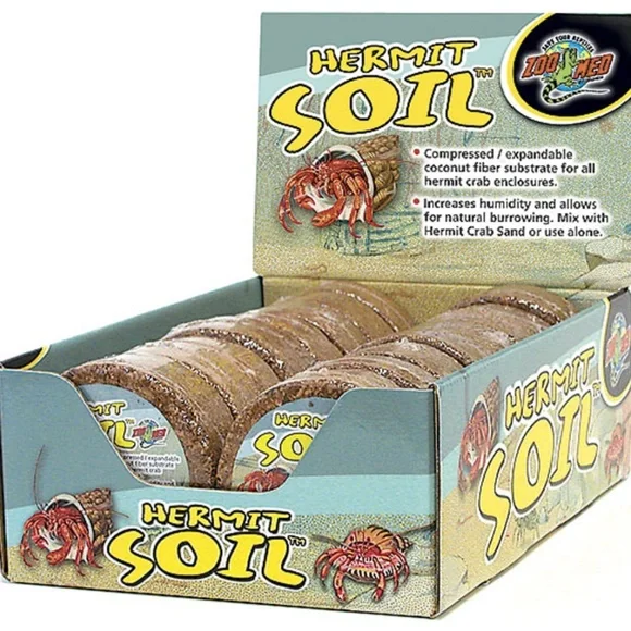 Zoo Med Hermit Soil Coconut Fiber Substrate Natural 16 pieces + Display